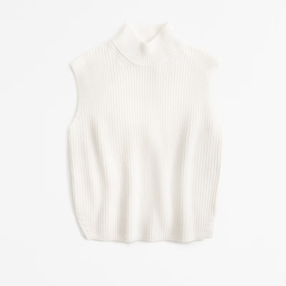 Abercrombie White Sleeveless Mock-neck